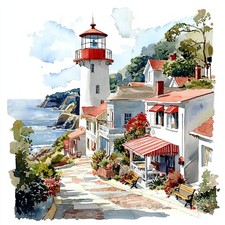 Wandbild Leuchtturm Landschaft