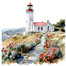 Wandbild Leuchtturm Landschaft