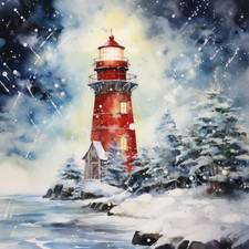 Wandbild Leuchtturm Winter