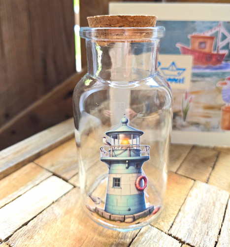 Maritime deko glasflasche mit - maritime, deko-glasflasche