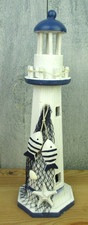 Deko Holz Leuchtturm 28cm Blau