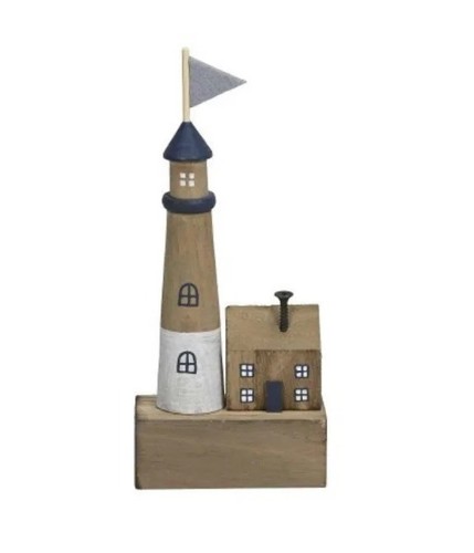 Leuchtturm mit haus h18cm aus - mit,