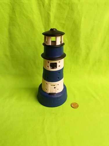 Windlicht leuchtturm blau - windlicht,
