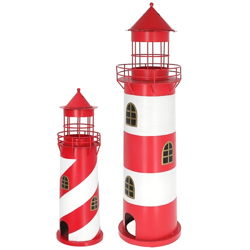 Deko leuchtturm windlicht - 2x,